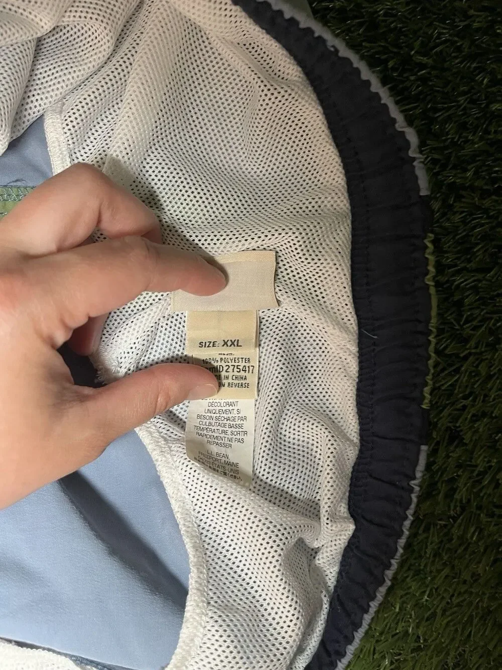L.L. Bean Swim Trunks Colorblock Light Blue Green Men's XXL Drawstring Lined